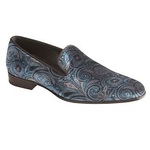 Mezlan Cole Printed Velvet Loafers Blue