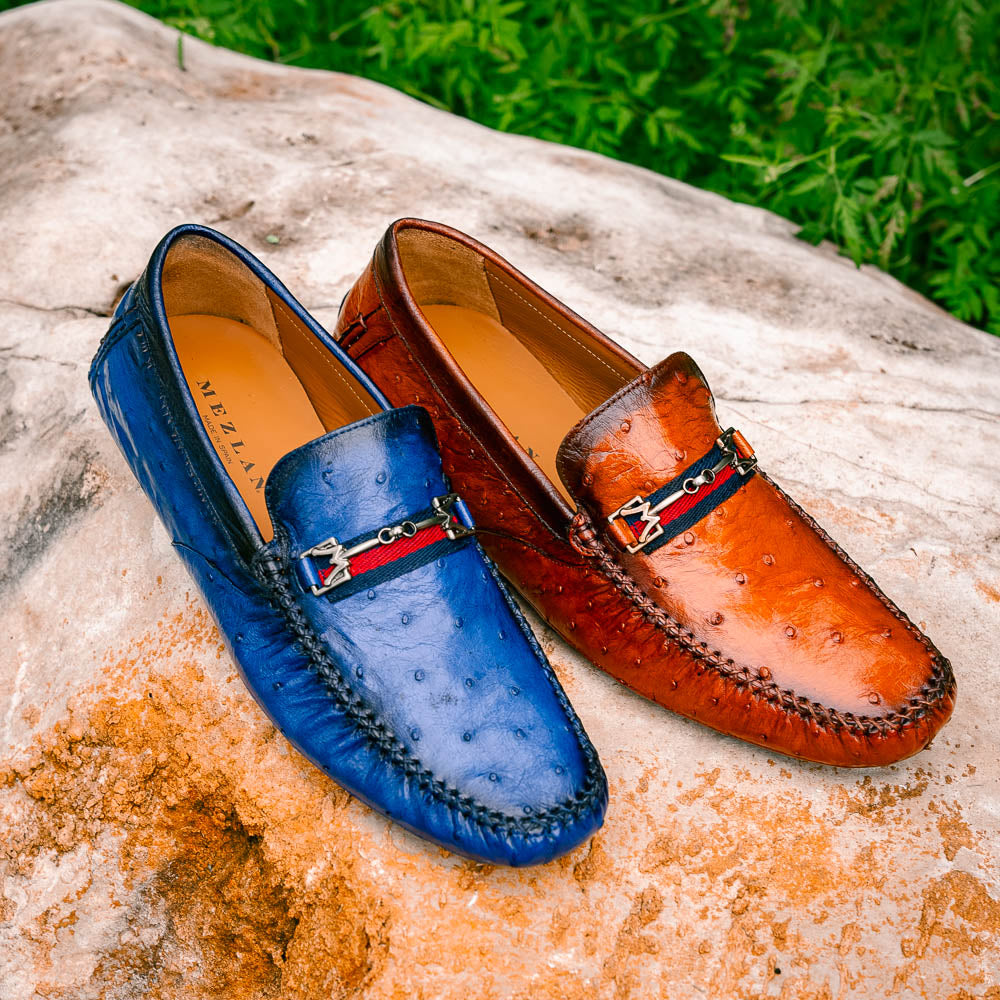 Mezlan Ostrich Driving Shoe Jeans (Exclusive) (RX7041-S)
