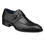 Mezlan Comodo Alligator Monk Strap Shoes Black