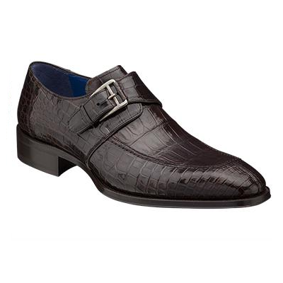 Mezlan Comodo Alligator Monk Strap Shoes Brown