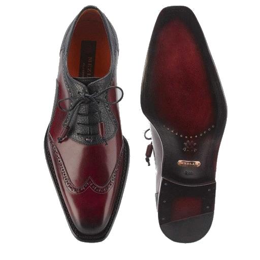 Mezlan Conil Wingtip Spectator Shoes Burgundy / Black