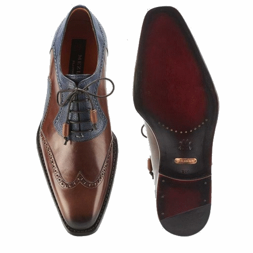 Mezlan Conil Wingtip Spectator Shoes Cognac / Blue