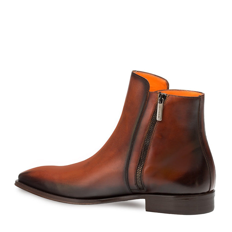 Mezlan Conor Calfskin Zippered Boots Cognac
