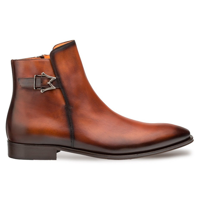 Mezlan Conor Calfskin Zippered Boots Cognac