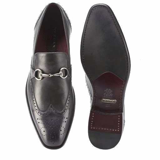 Mezlan Conquista Wingtip Bit Loafers Graphite