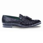 Mezlan Conte Ostrich Loafer Shoes Black