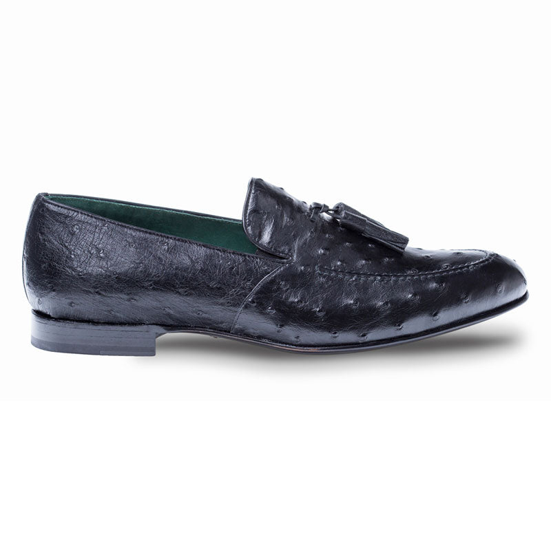 Mezlan Conte Ostrich Loafer Shoes Black