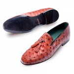 Mezlan Conte Ostrich Loafer Shoes Brandy