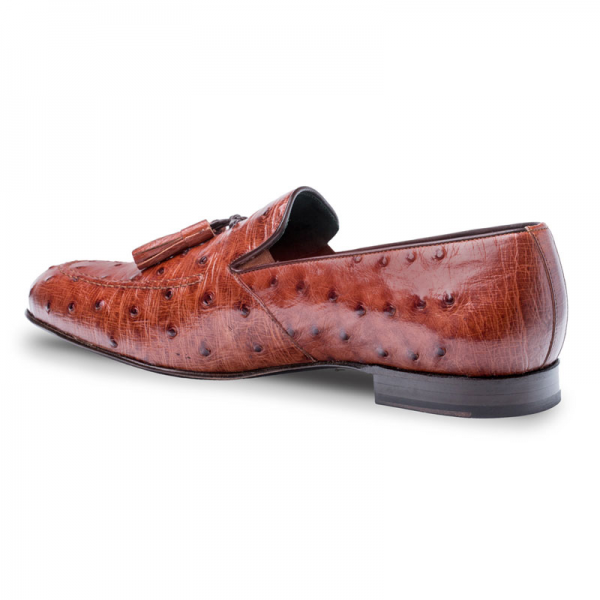 Mezlan Conte Ostrich Loafer Shoes Brandy