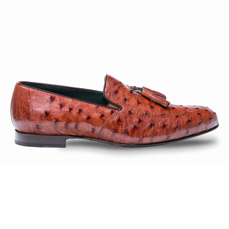 Mezlan Conte Ostrich Loafer Shoes Brandy