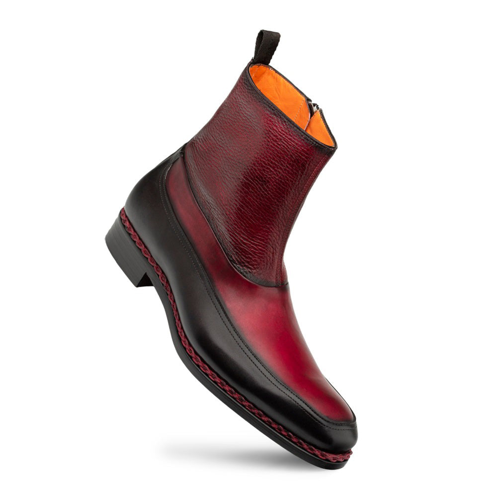 Mezlan Corso Two-Tone Contrast Boots Graphite / Burgundy (20812)