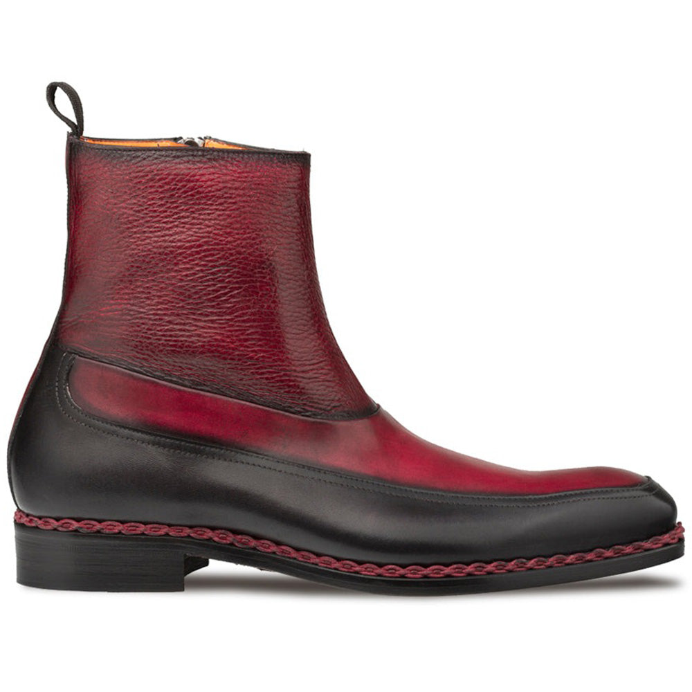 Mezlan Corso Two-Tone Contrast Boots Graphite / Burgundy