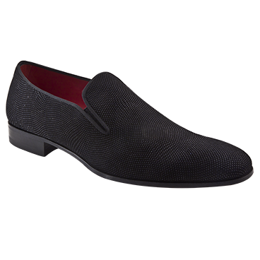 Mezlan Crespi Beaded Suede Loafers Black