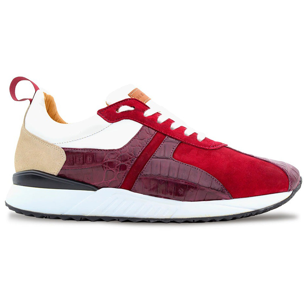 Mezlan Croc / Suede / Calfskin Sneakers Burgundy Multi