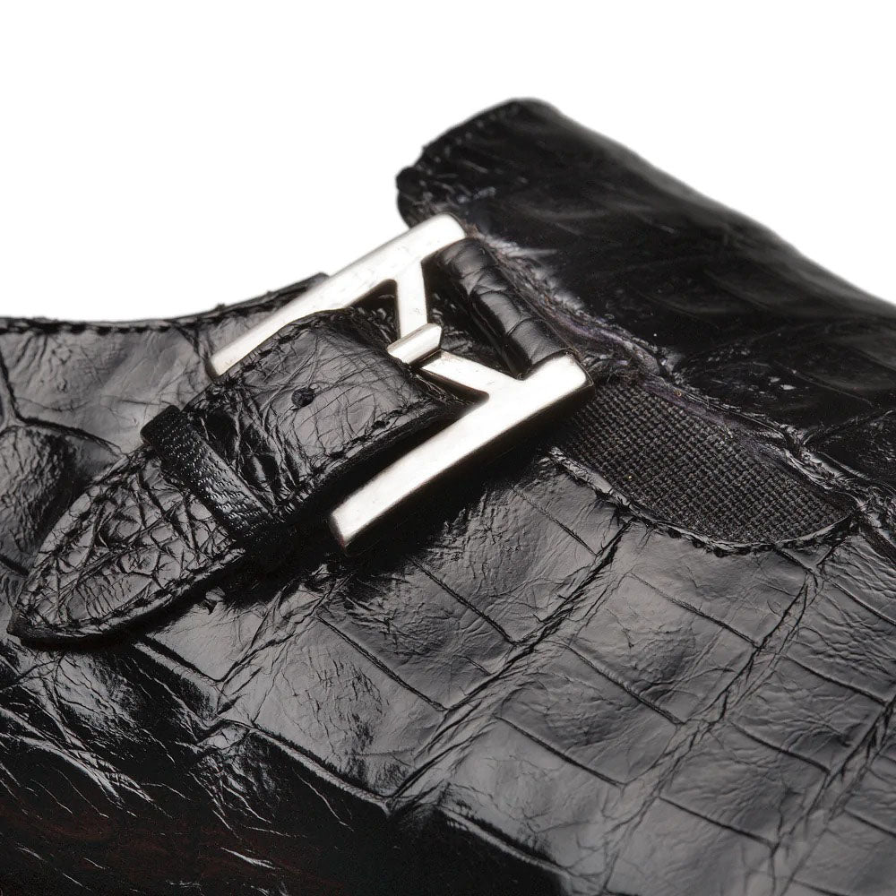 Mezlan Crocodile Gore Monk Strap SX102 Black (SX102)
