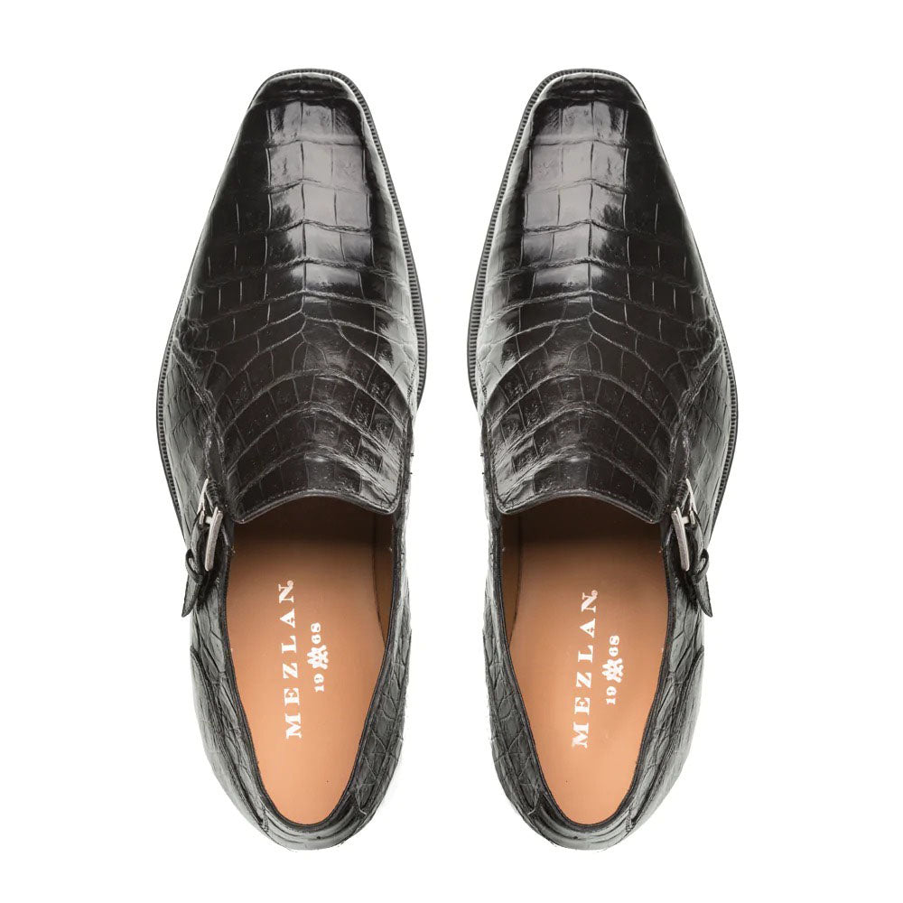Mezlan Crocodile Gore Monk Strap SX102 Black (SX102)