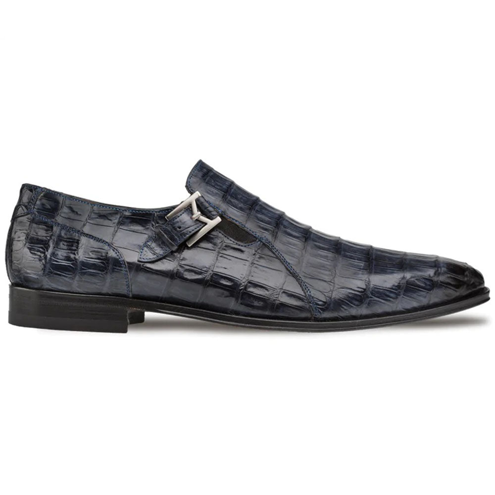 Mezlan Crocodile Gore Monk Strap SX102 Blue