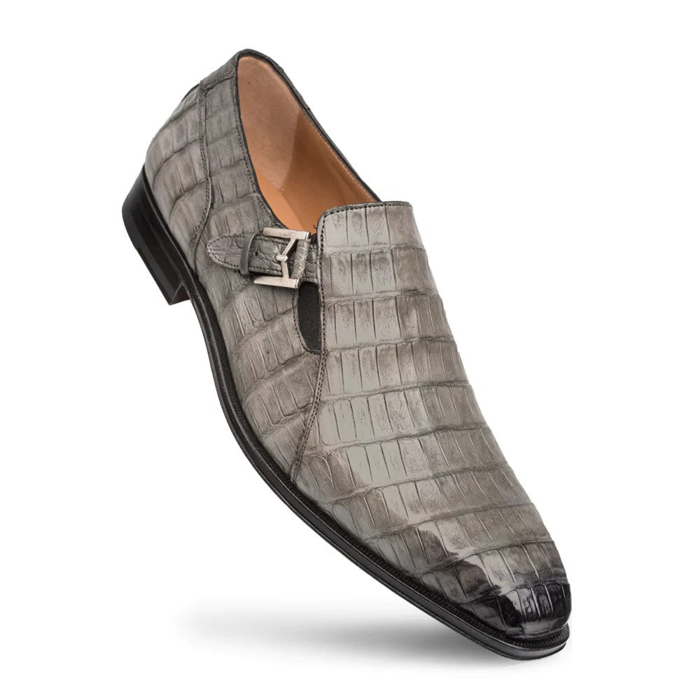 Mezlan Crocodile Gore Monk Strap SX102 Pearl Grey (SX102)