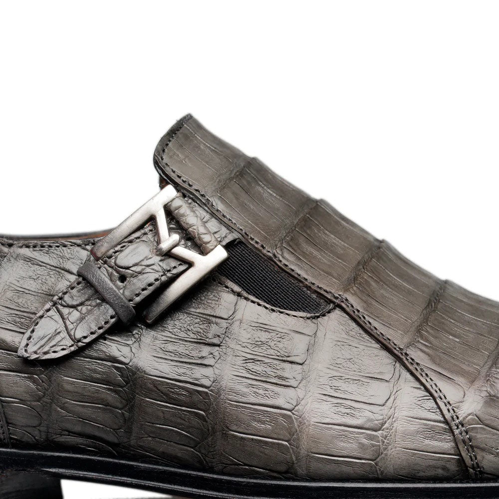 Mezlan Crocodile Gore Monk Strap SX102 Pearl Grey (SX102)