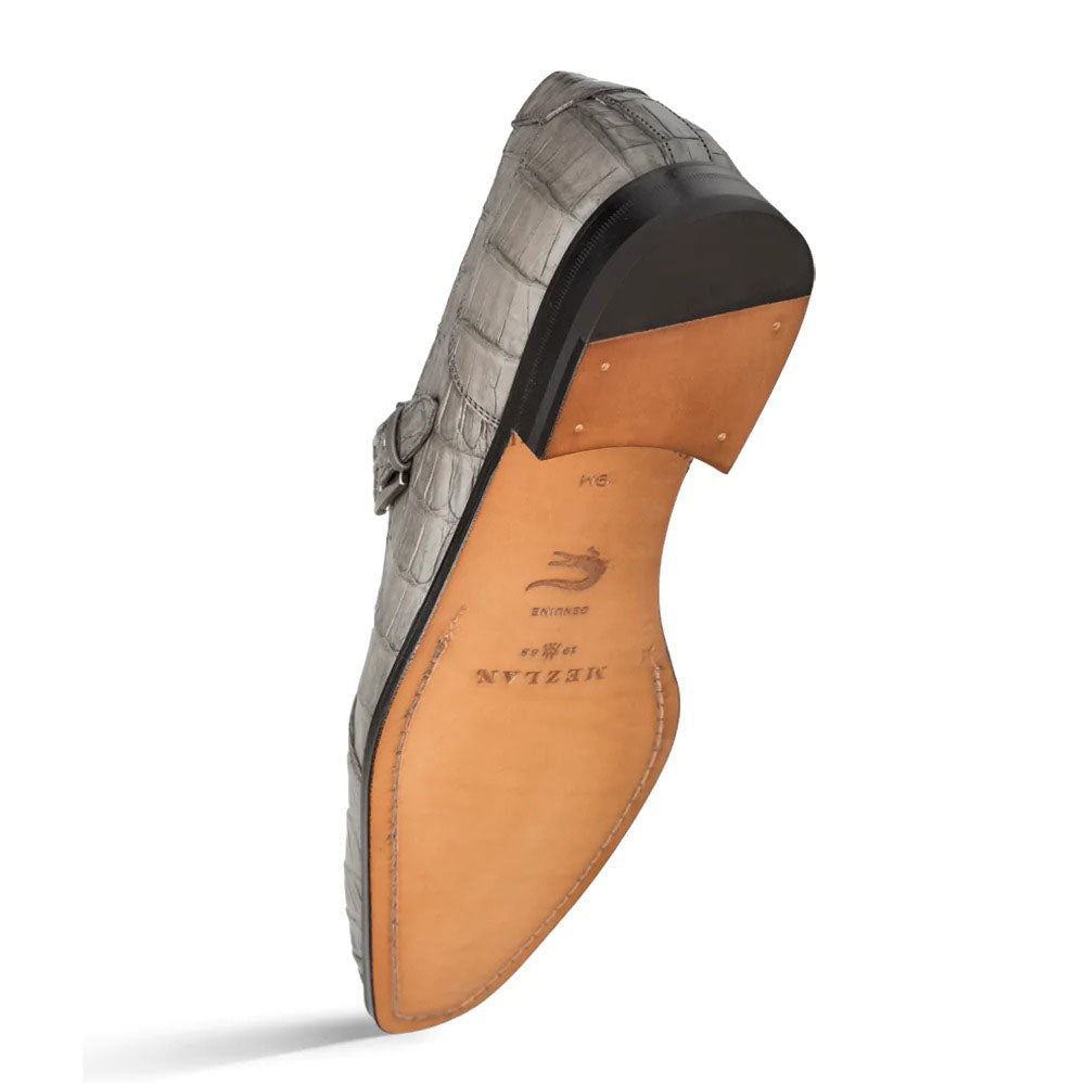 Mezlan Crocodile Gore Monk Strap SX102 Pearl Grey (SX102)
