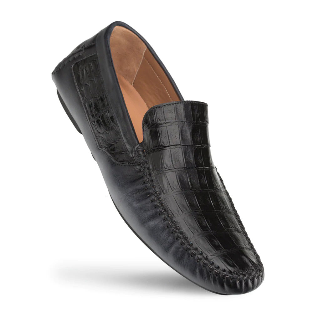 Mezlan Crocodile / Leather Driver Moccasin Black (RX7347-F)