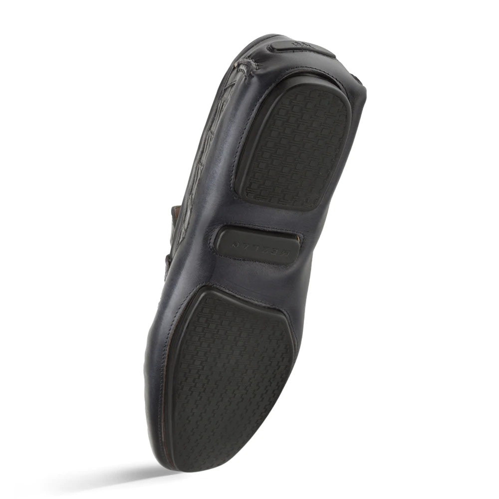 Mezlan Crocodile / Leather Driver Moccasin Black (RX7347-F)