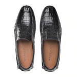 Mezlan Crocodile / Leather Driver Moccasin Black (RX7347-F)