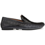 Mezlan Crocodile / Leather Driver Moccasin Black