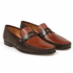 Mezlan Cubas Lizard Spectator Loafers Brown / Cognac