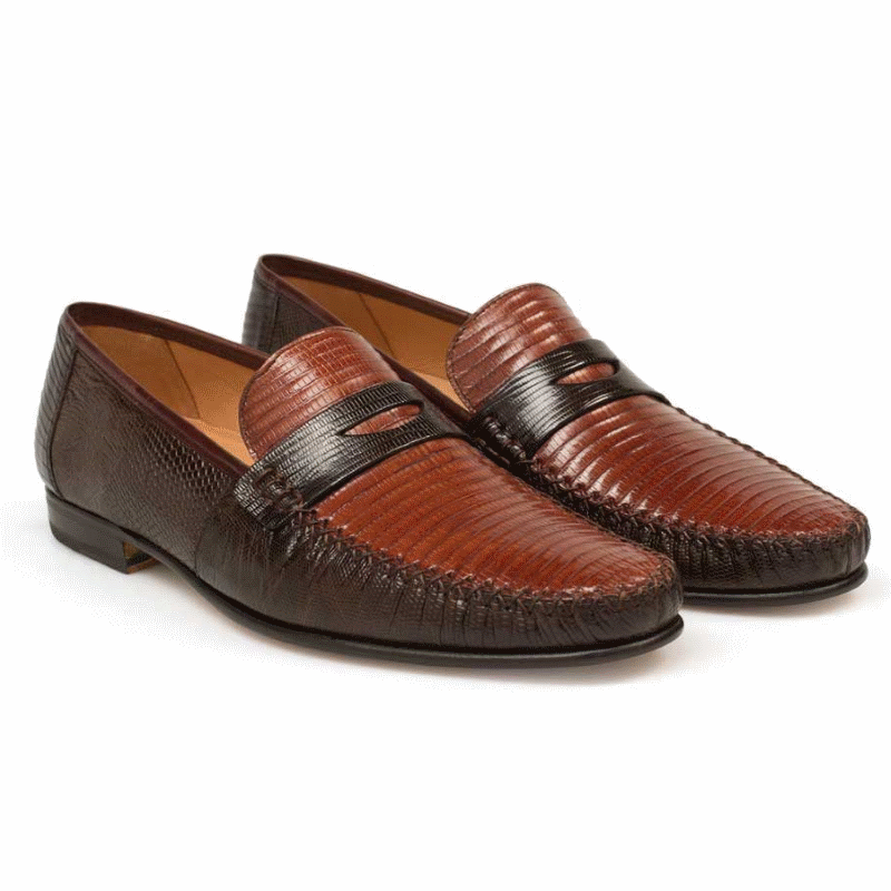 Mezlan Cubas Lizard Spectator Loafers Brown / Cognac