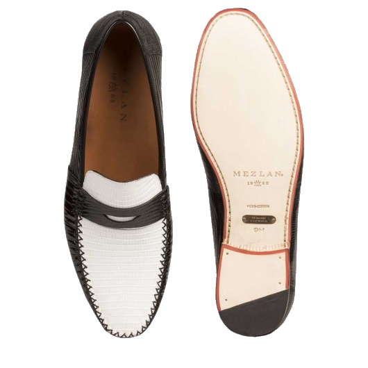 Mezlan Cubas Lizard Spectator Loafers Black / White