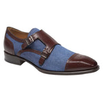 Mezlan Cupido Monk Strap Shoes Brown Blue