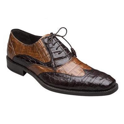 Mezlan Dade Crocodile Wingtip Shoes Brown / Camel