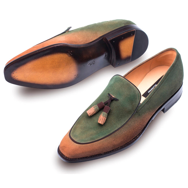 Mezlan Deep Suede Shoe Cognac Green