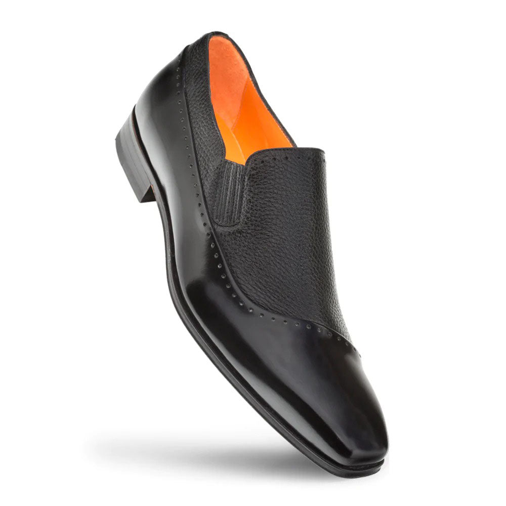 Mezlan Deerskin Calfskin Slip On Shoes Black (S20466)
