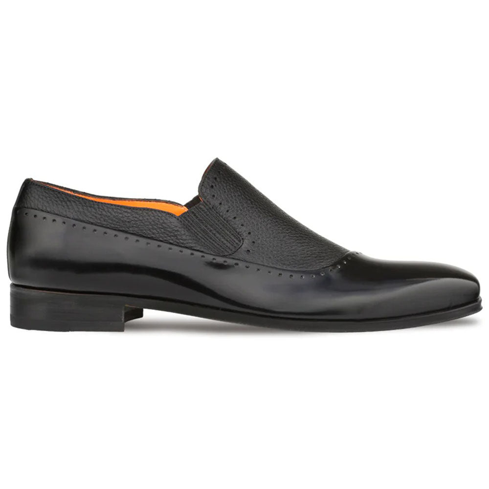 Mezlan Deerskin Calfskin Slip On Shoes Black