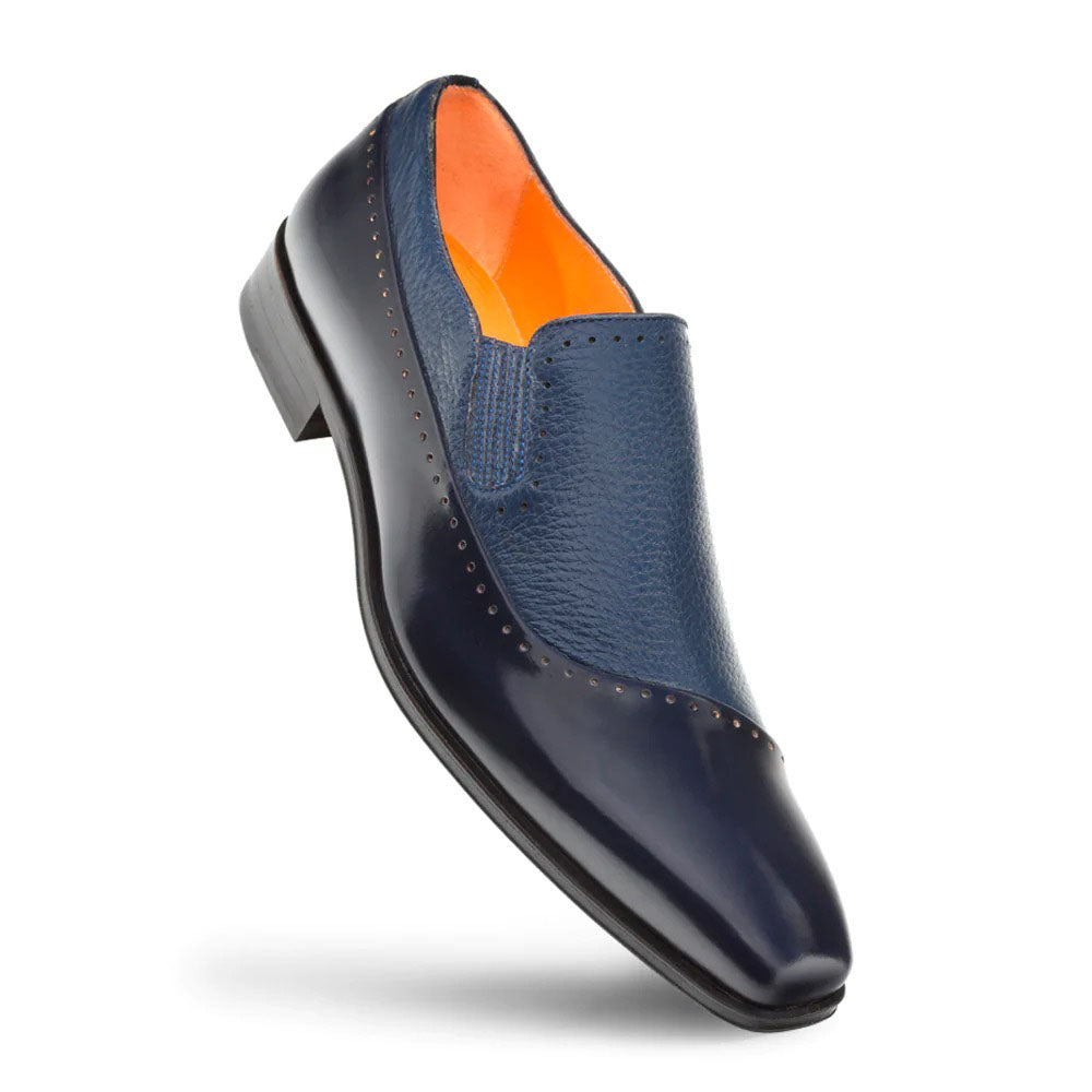 Mezlan Deerskin Calfskin Slip On Shoes Blue (S20466)