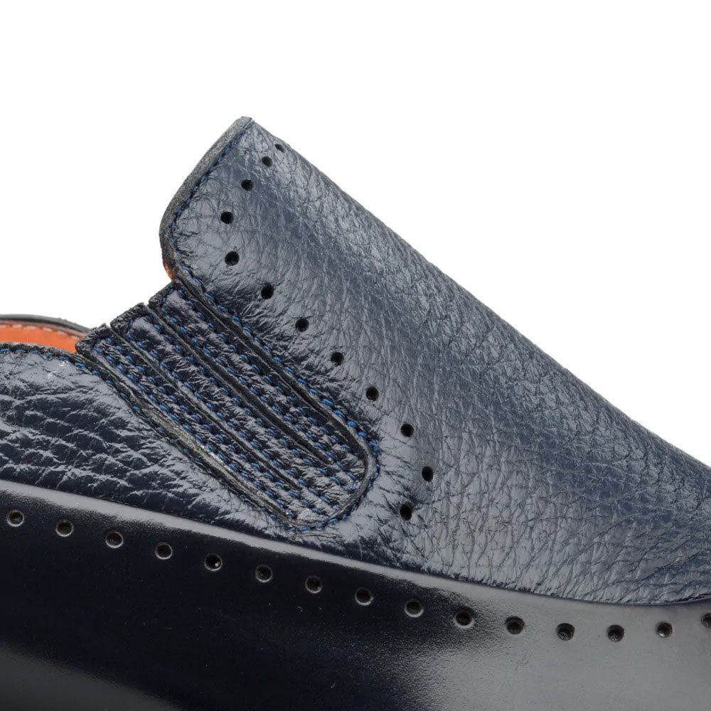 Mezlan Deerskin Calfskin Slip On Shoes Blue (S20466)