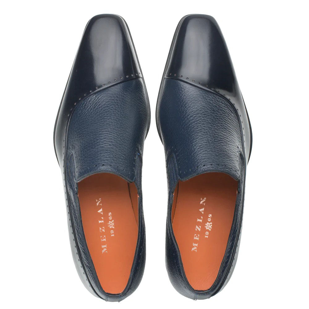 Mezlan Deerskin Calfskin Slip On Shoes Blue (S20466)
