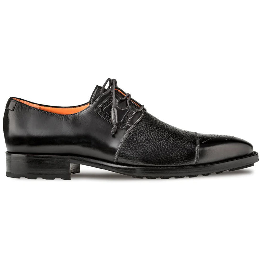 Mezlan Deerskin Ghillie Derby Shoes Black