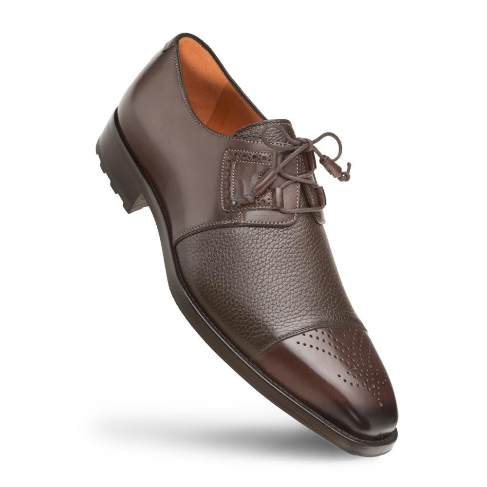 Mezlan Deerskin Ghillie Derby Shoes Brown