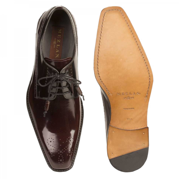 Mezlan Denver Antiqued Leather Shoes Burgundy / Brown