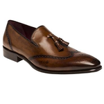 Mezlan Divo II Calfskin Wingtip Tassel Loafers Tan