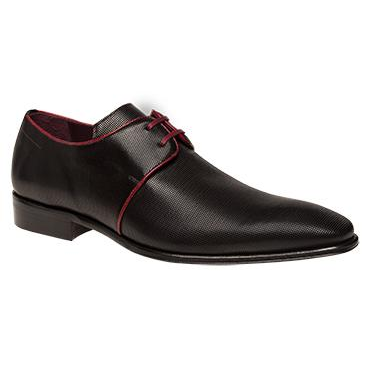 Mezlan Donizetti Plain Toe Derby Shoes Black / Red