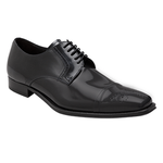 Mezlan Duke II Shiny Calfskin Cap Toe Shoes Black