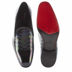 Mezlan Duque Marbleized Calfskin Loafers Black