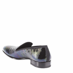 Mezlan Duque Marbleized Calfskin Loafers Black