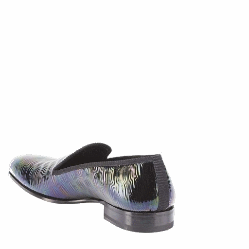 Mezlan Duque Marbleized Calfskin Loafers Black