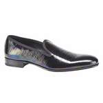 Mezlan Duque Marbleized Calfskin Loafers Black