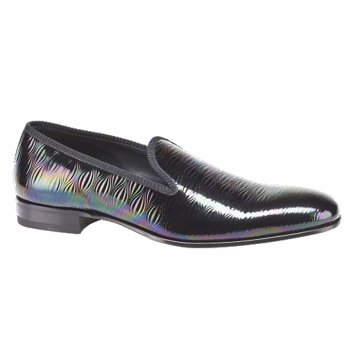 Mezlan Duque Marbleized Calfskin Loafers Black